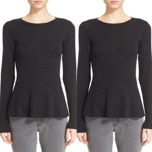 Theory Merino Wool Peplum Knit Sweater 